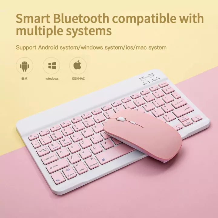 Bàn Phím Bluetooth ko dây Mini 10 Inch Kèm Chuột Cho ĐT tablet táo Máy Tính Laptop | BigBuy360 - bigbuy360.vn