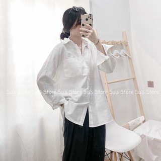 [Ảnh thật/Sẵn]Áo sơmi lụa hàn tay bồng/Áo sơmi trắng basic