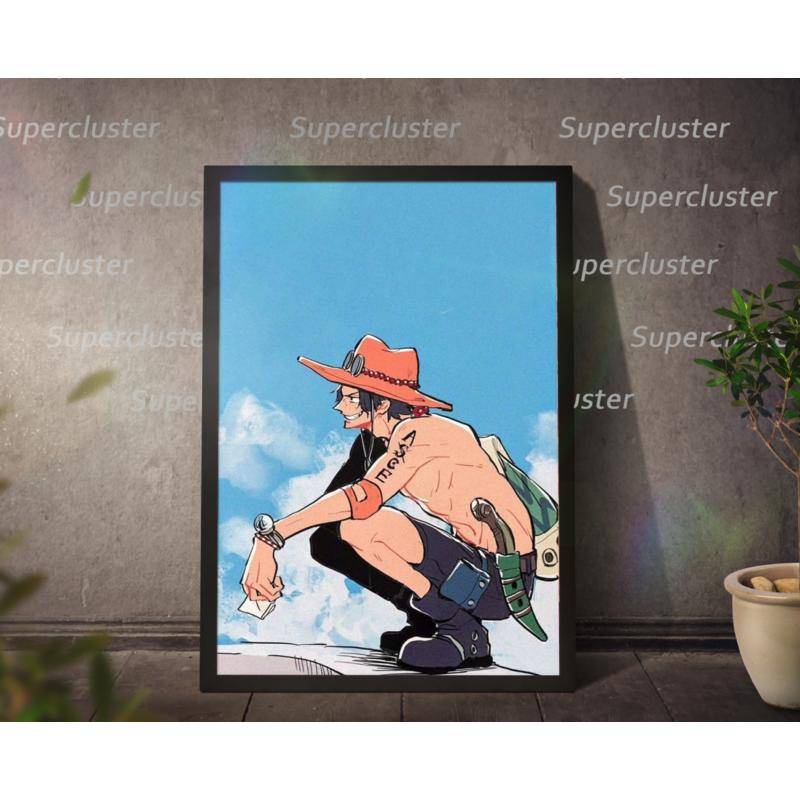 Tranh Vải Bạt Treo Tường Trang Trí In Hình Anime One Piece Ace