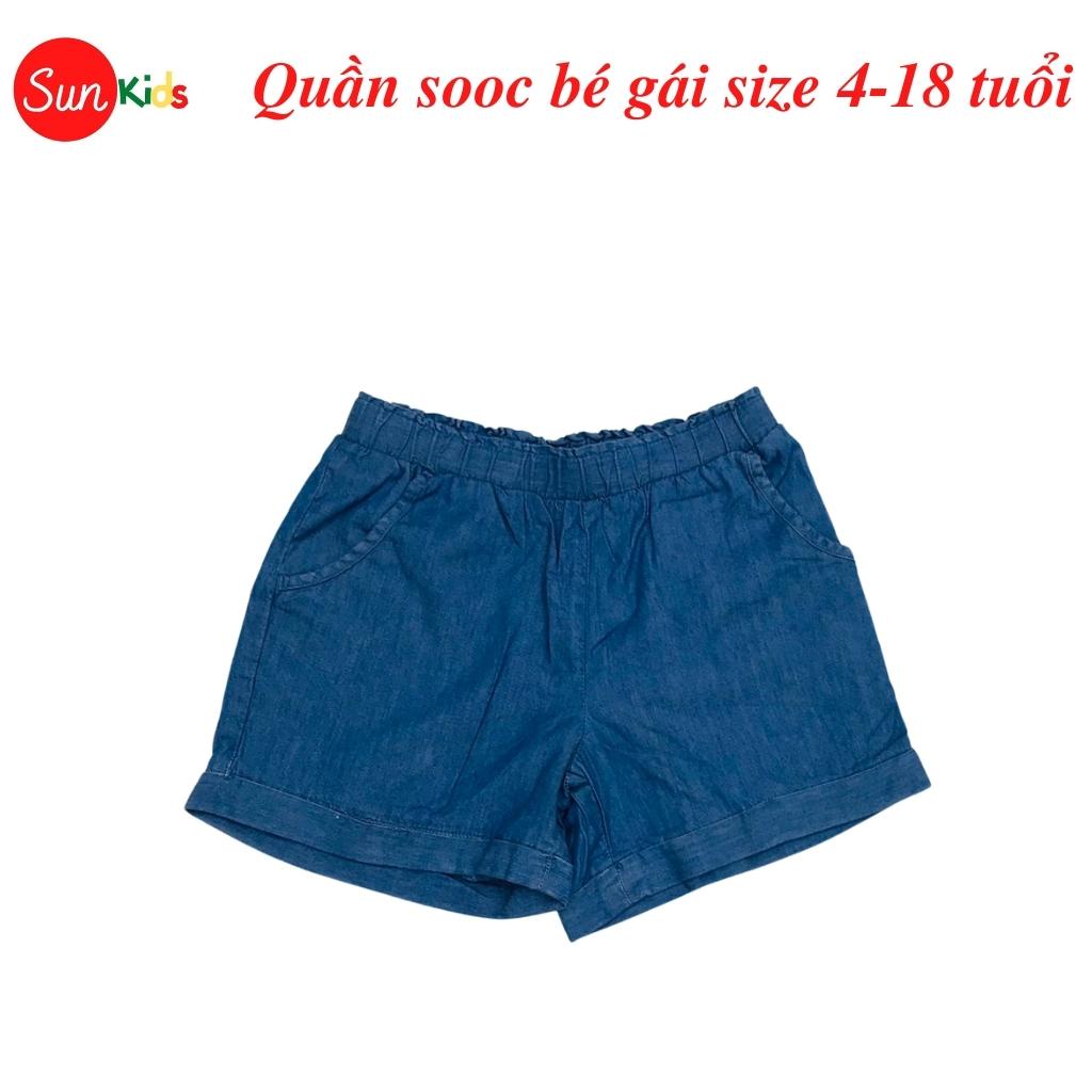 Quần short bé gái SUNKIDS1, quần sooc bé gái chất kaki co giãn nhẹ , size 4/5-18 tuổi