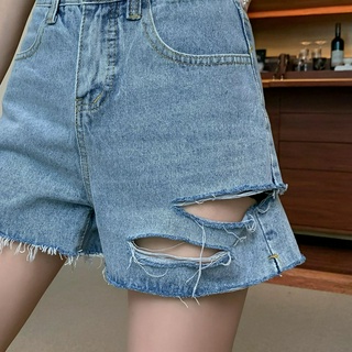 Quần short denim lưng cao thời trang nữ