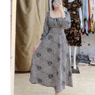 Đầm tk tay dài cổ vuông