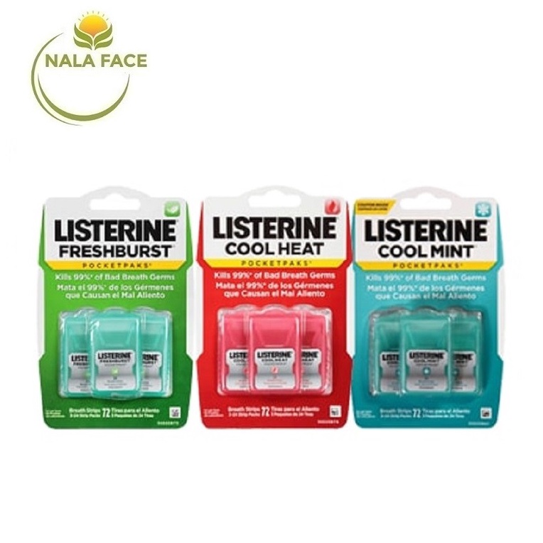 Miếng Ngậm Thơm Miệng Listerine Pocketpaks vỉ 3 hộp 72 miếng