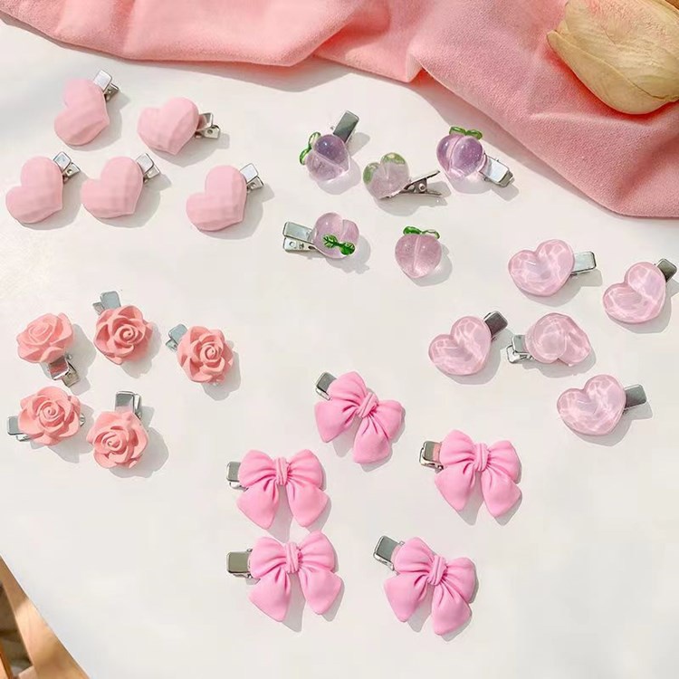 PVN47506 Kẹp Tóc Mini Đính Nơ Hình Trái Tim/Nơ Màu Hồng Dễ Thương Phong Cách Hàn Quốc Cho Nữ Giá Rẻ