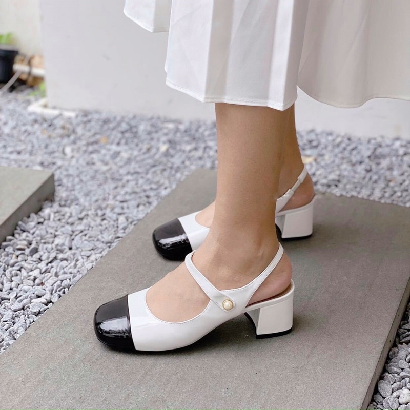 Giày lolita giày cao gót đế vuông da bóng thanh lịch giày mặc áo dài cho học sinh