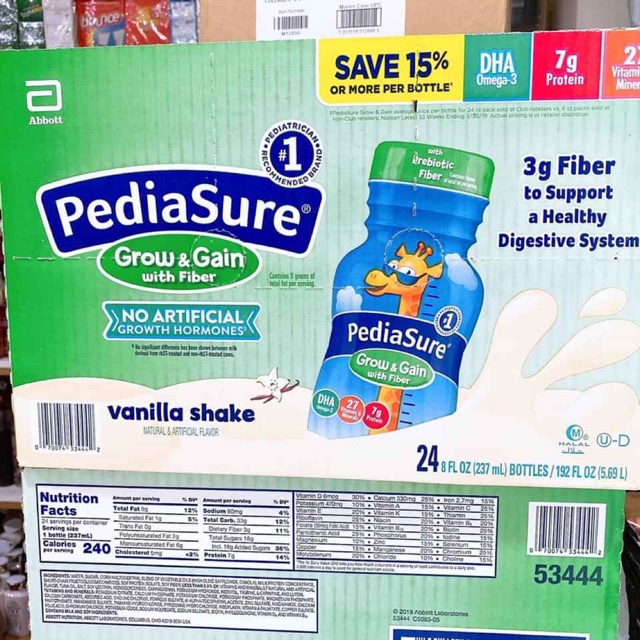 SỮA PEDIASURE  grow & grain Fiber 237 ml  date 2/22