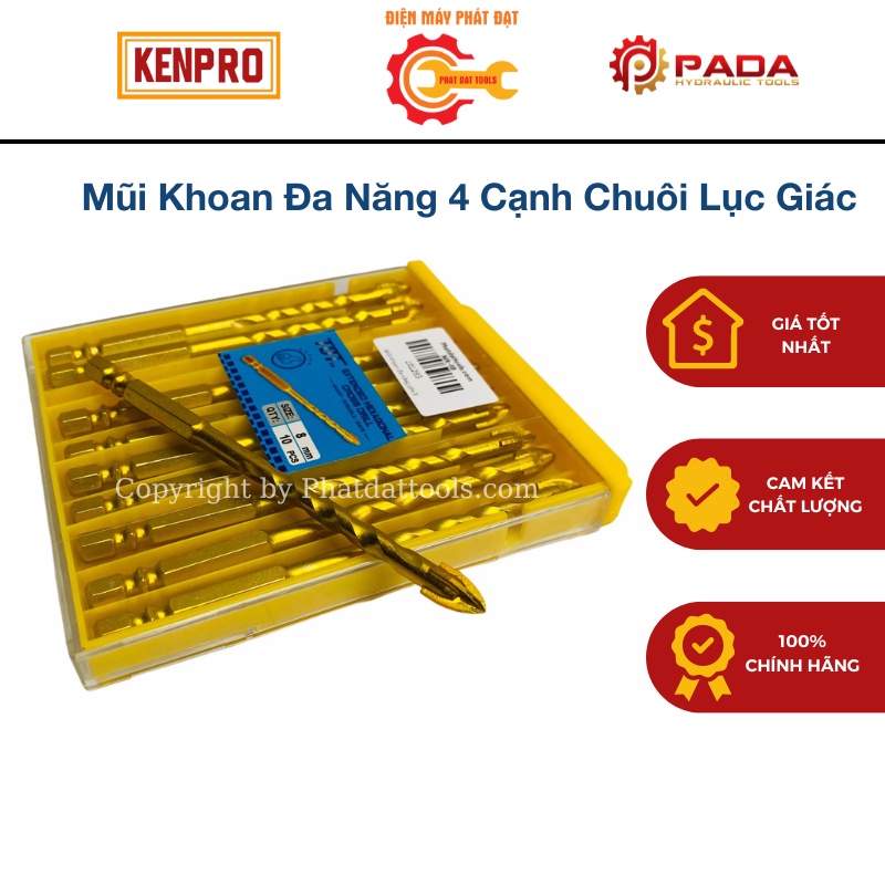 Mũi khoan đa năng 4 cạnh chuôi lục giác-Khoan kính, thủy tinh,khoan gạch men, gạch đá hoa cương-Lắp vừa tất cả các dòng