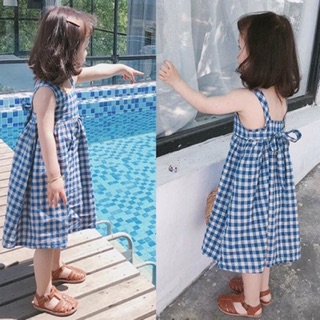 (HÀNG ORDER) Váy kẻ caro 2 dây cho bé gái