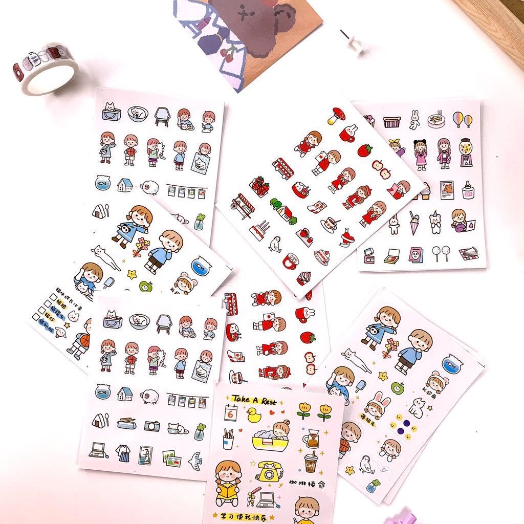 Hình dán cô gái dễ thương hàn quốc làm niêm phong , nhãn dán điện thoại di động trang trí