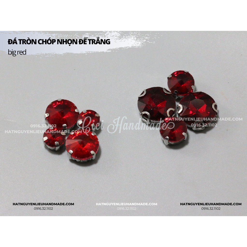 Set 5-10 hạt đá tròn chóp nhọn có gắn đế lỗ khâu link 2/2 Cici Handmade chuyên hạt đá hạt pha lê hạt cườm hạt trang sức