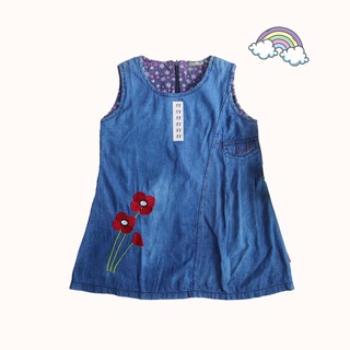 Váy Jean Bé Gái Thêu 3 Hoa Hồng Đỏ SILBER KIDS