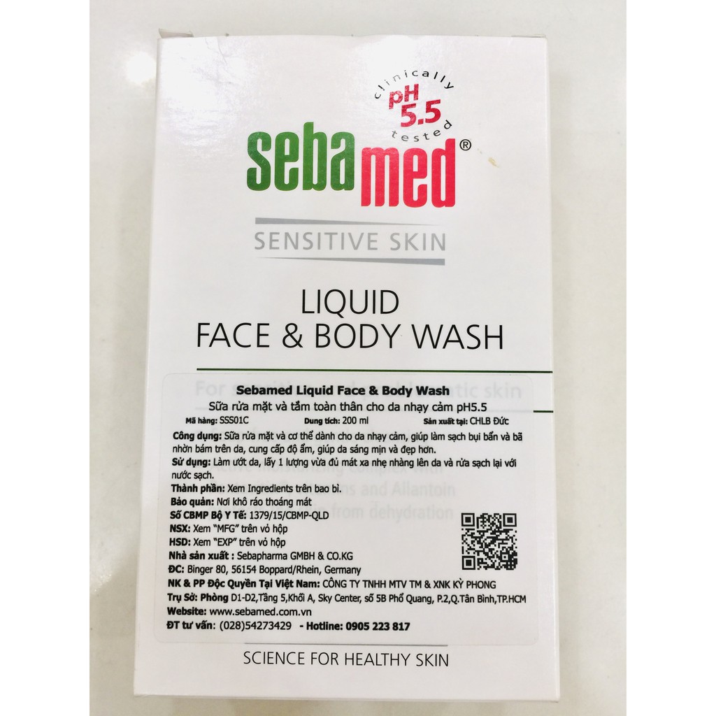 SEBAMED LIQUID FACE & BODY WASH - Sữa rửa mặt và tắm toàn thân cho da nhạy cảm pH5.5