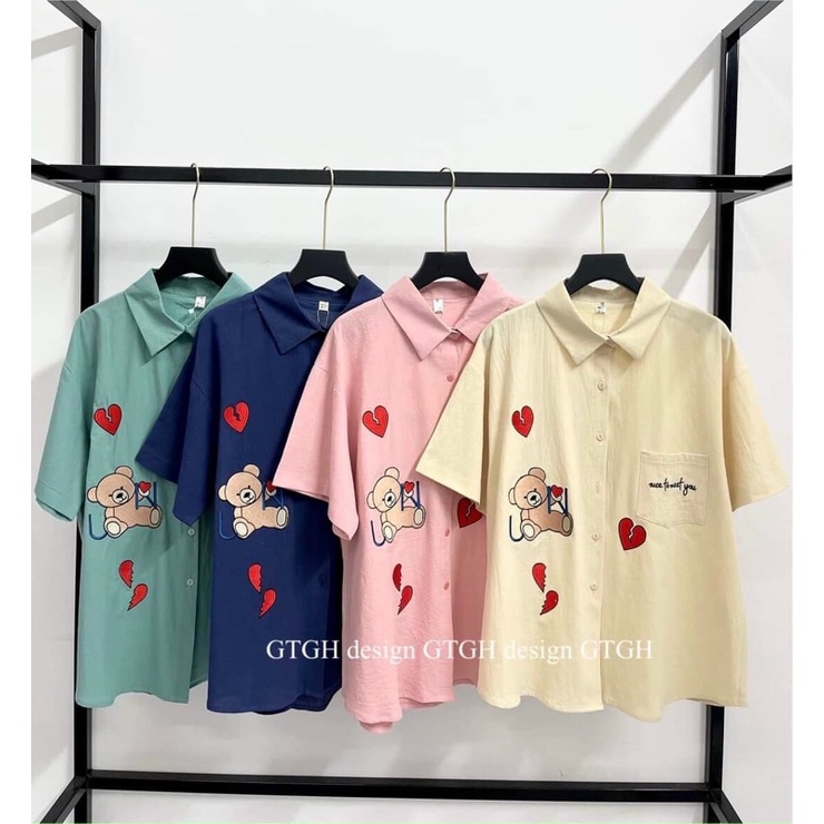 Áo sơ mi hình gấu siêu xinh