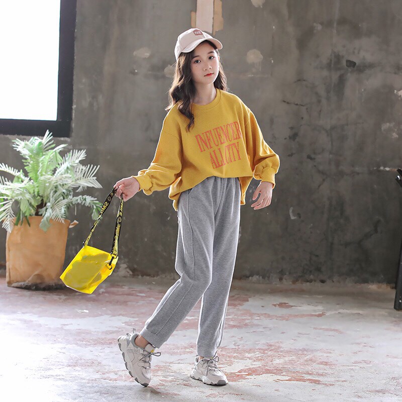 Bộ quần áo thu đông mẫu &quot;GIRL CITY&quot; 14-45kg cho bé gái 4-14 tuổi. Thiết kế đẹp, xinh xắn, co giãn cực tốt.