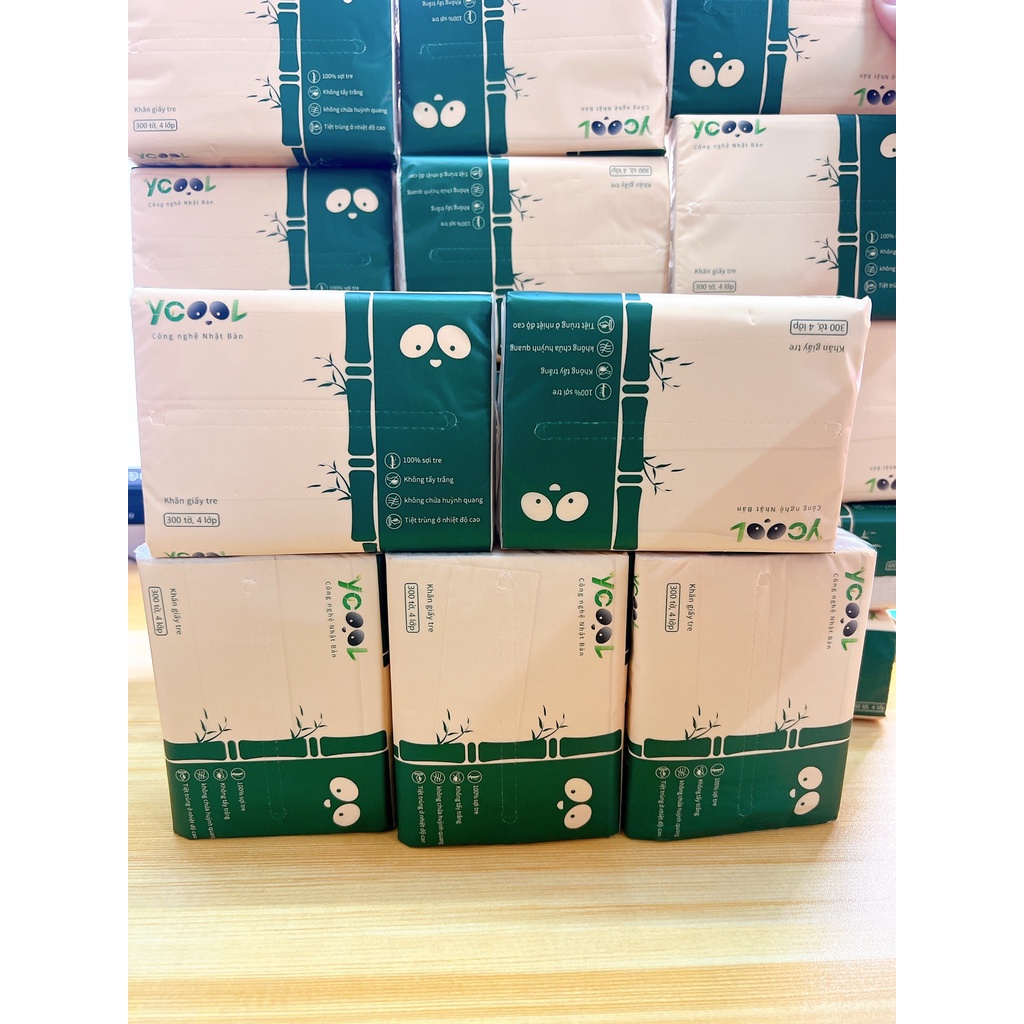 Thùng 30 Gói Giấy Ăn Gấu Trúc YCOOL 300 tờ/ 4 lớp
