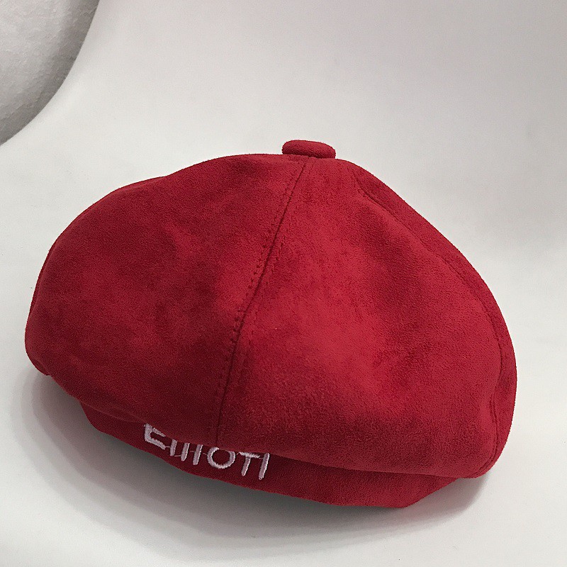 Mũ beret dáng suông thêu chữ thời trang Harajuku Hàn Quốc