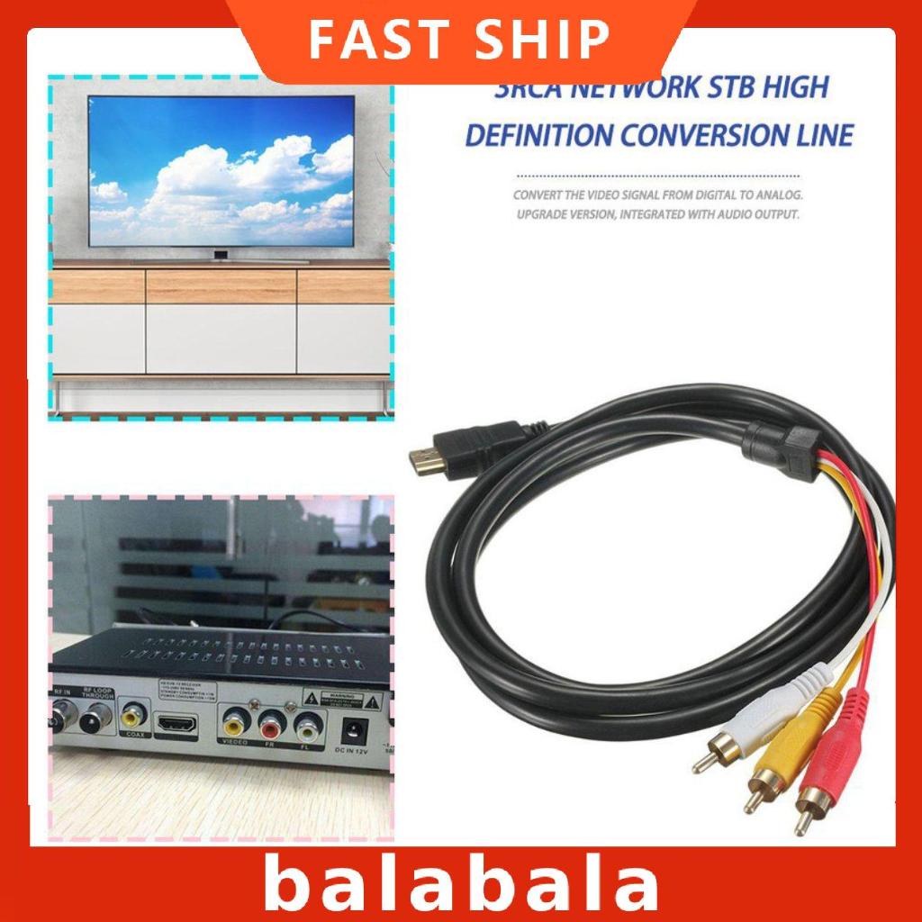 [BL]1080P HDTV HDMI-compatible Male To 3 RCA Audio Video AV Cable Cord Adapter