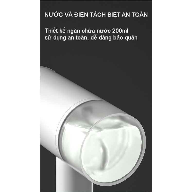 Bàn là hơi nước cầm tay công suất lớn 1200W, bàn ủi hơi cầm tay dung tích bình chứa nước 200ml, bàn là màu trắng sang