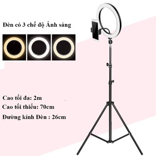 Bộ Đèn Led Livestream 26cm (Full chân Đỡ sắt & kẹp điện thoại)