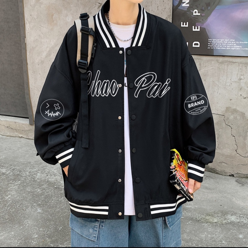 Áo khoác dù unisex form rộng CHAOPAI varsity jacket nam nữ hottrend bomber 2 lớp streetstyle hình thêu cao cấp LECHAU