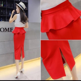 Chân váy bút chì dài sẻ sau 60cm - tà cá phần eo che bụng