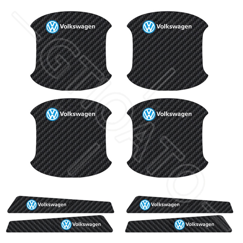 GTIOATO Bộ Bảo Vệ Tay Nắm Cửa ô Tô Sợi Carbon Bộ Bảo Vệ Bát Cửa Gương Hậu Xe HơI MiếNg DáN ChốNg XưỚC Phụ KiệN Ô Tô Cho Volkswagen Tiguan Beetle Polo Teramont Scirocco Santana Passat Jetta TCross Touareg