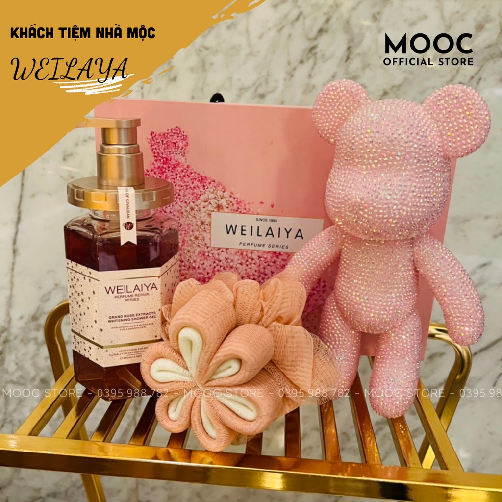 Sữa tắm Weilaiya trắng da cánh hoa hồng Damask 450ml