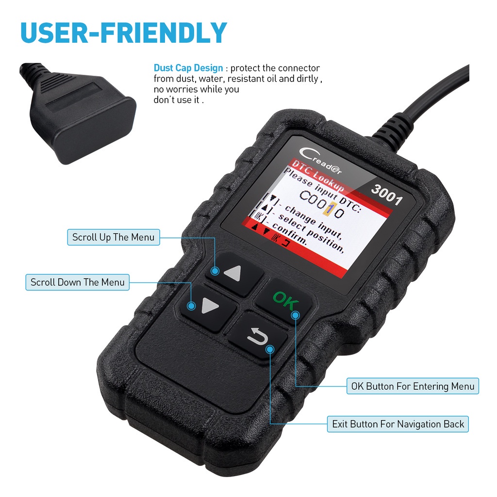 Máy Quét Mã Vạch Tự Động Chuyên Dụng Cho Xe Hơi LAUNCH X431 CR3001 Full OBD2 3001 obd