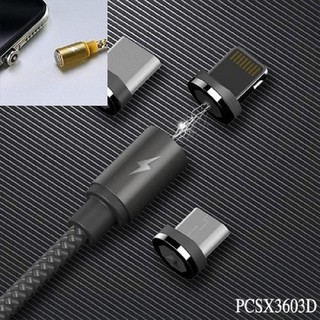 Dây Cáp Sạc IPSamsung OPPO 3 Đầu nam châm Micro USB/Type C/2A cho iOS/Android