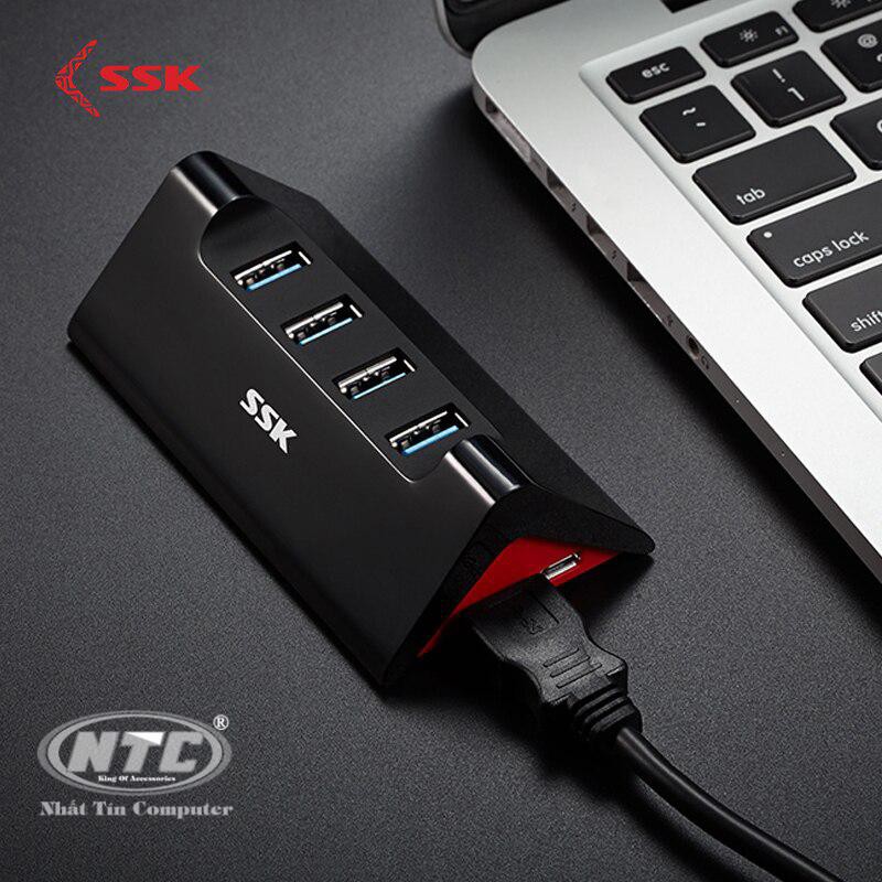 Hub chia cổng USB 3.0 từ 1 ra 4 SSK SHU835 - hỗ trợ chức năng như hub sạc (Đen)