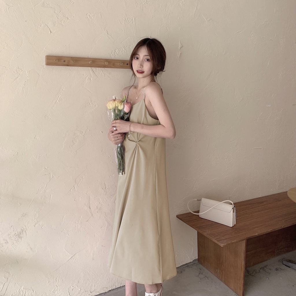 Đầm hai dây SUXI dáng rộng đơn giản thời trang mùa hè cổ điển dành cho nữ