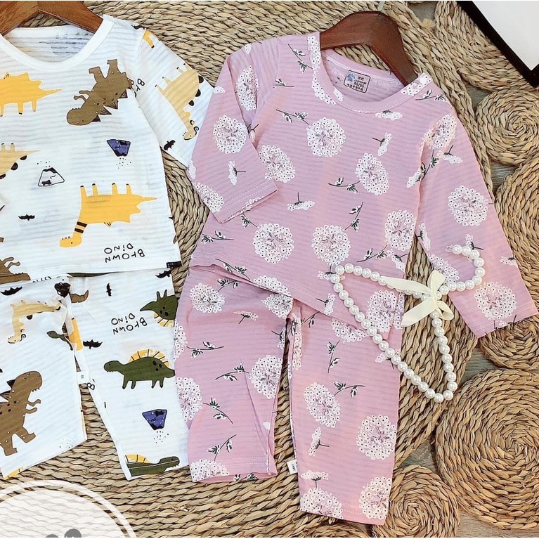 Bộ thu đông dài tay sợi tre họa tiết QC cực kỳ xinh yêu, chất siêu đẹp cho bé 10-20kg( túi zip)