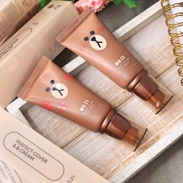 Kem Nền Che Khuyết Điểm Missha Perfect Cover BB Cream [Line Friends Edition – Gấu Brown] SPF42/PA+++