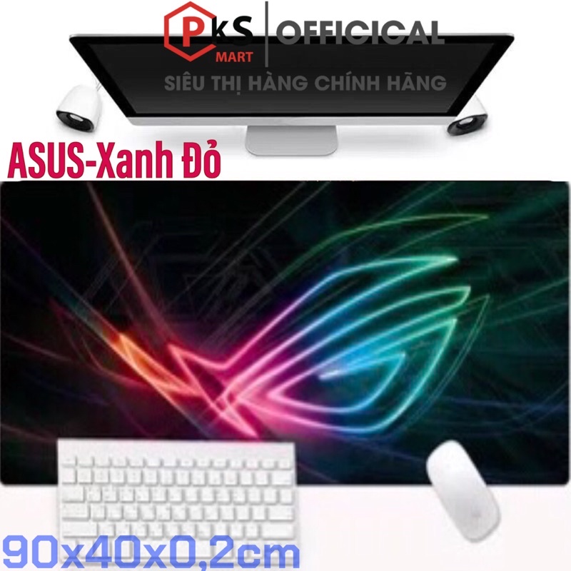 Pad Chuột Lót Chuột 90x40 AUS-ROG, Mực In Sắc Nét Không Bay Màu, May Bo Viền Độ Bền Cao, Đế Cao Su Chống Trơn Trượt