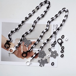 Dây Đeo Mắt Kính Bằng Acrylic Màu Trắng Đen Hình Gấu Hoạt Hình DIY