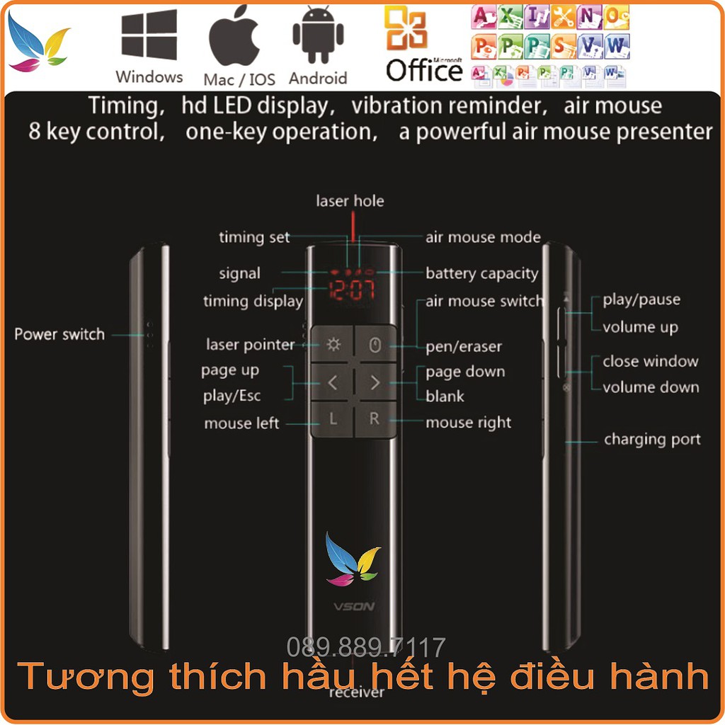 Bút Trình Chiếu Slide Chuột Bay Cao cấp VSON N81 - Sonako