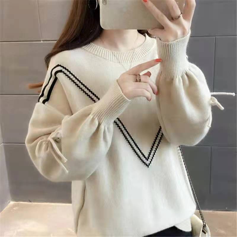 Áo sweater RENJIANVSHENG tay dài phong cách Hàn Quốc thời trang dành cho nữ
