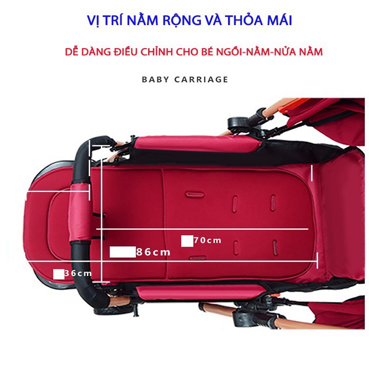 Xe đẩy cho bé HUAYING thông minh gấp gọn 2 chiều 3 tư thế dành cho em bé sơ sinh đến 5 tuổi