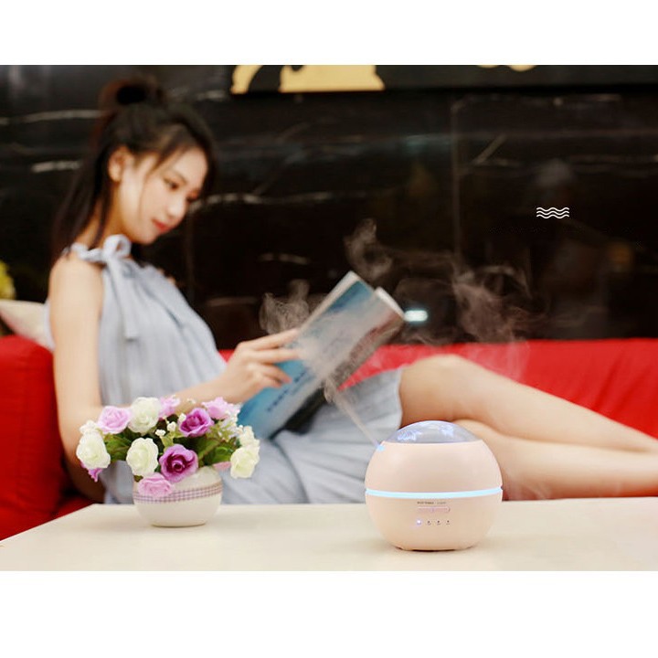 Máy phun Tinh Dầu Cầu Sao- Tự Động Đổi Màu - làm ẩm phòng Thay đèn ngủ