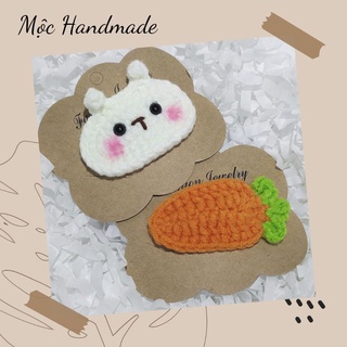 Bộ kẹp tóc thỏ và cà rốt bằng len handmade