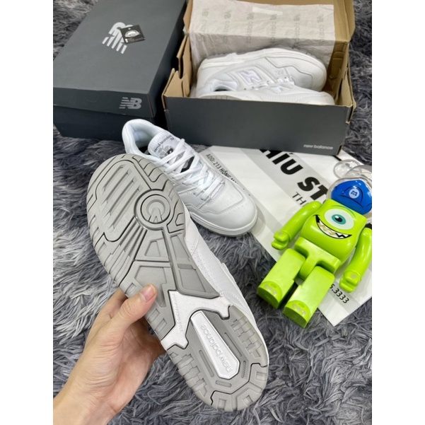 Giầy Thể Thao New Balance 500 White Grey -NB 550 Trắng Xám Phiên Bản 2022 |Lót Rời - Đế Khâu