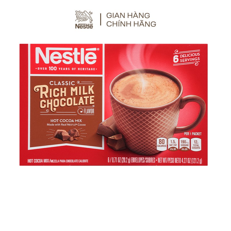 Bột cacao sữa Nestlé Hot Cocoa Mix hộp giấy 6x20,2g