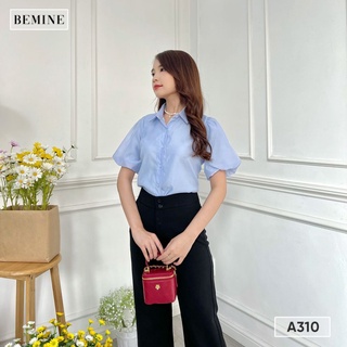 Áo sơ mi tay phồng bemine a310xanh