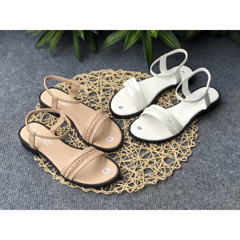 Dép sandal nữ quai ngang thắt bính đế 3 phân