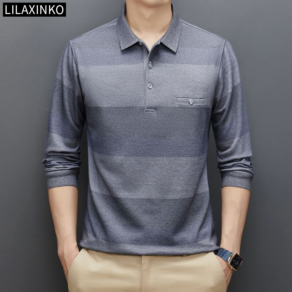 Áo Thun Polo Cotton Tay Dài Kẻ Sọc 3 Màu Thời Trang Thu Đông Cho Nam