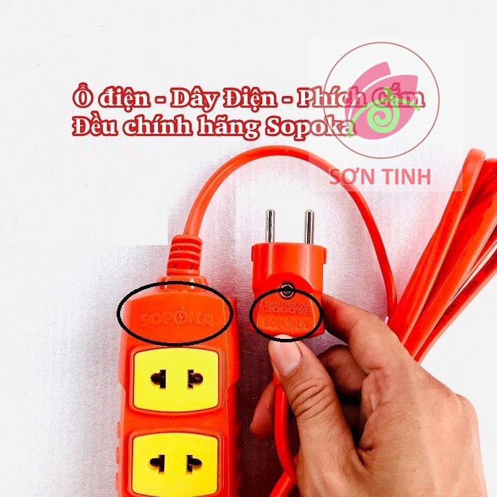 Ổ Cắm Điện SOPOKA T3-3000W T5-3000W T10-3000W Lõi Sứ Chống Cháy 3 5 10 Mét - 2 3 Lỗ Cắm