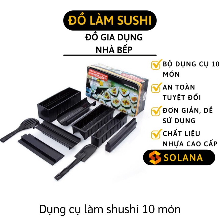 Khuôn Làm Sushi - Bộ Dụng Cụ Làm Cơm Cuộn 10 Món Chế Biến Món Sushi tại nhà 3778