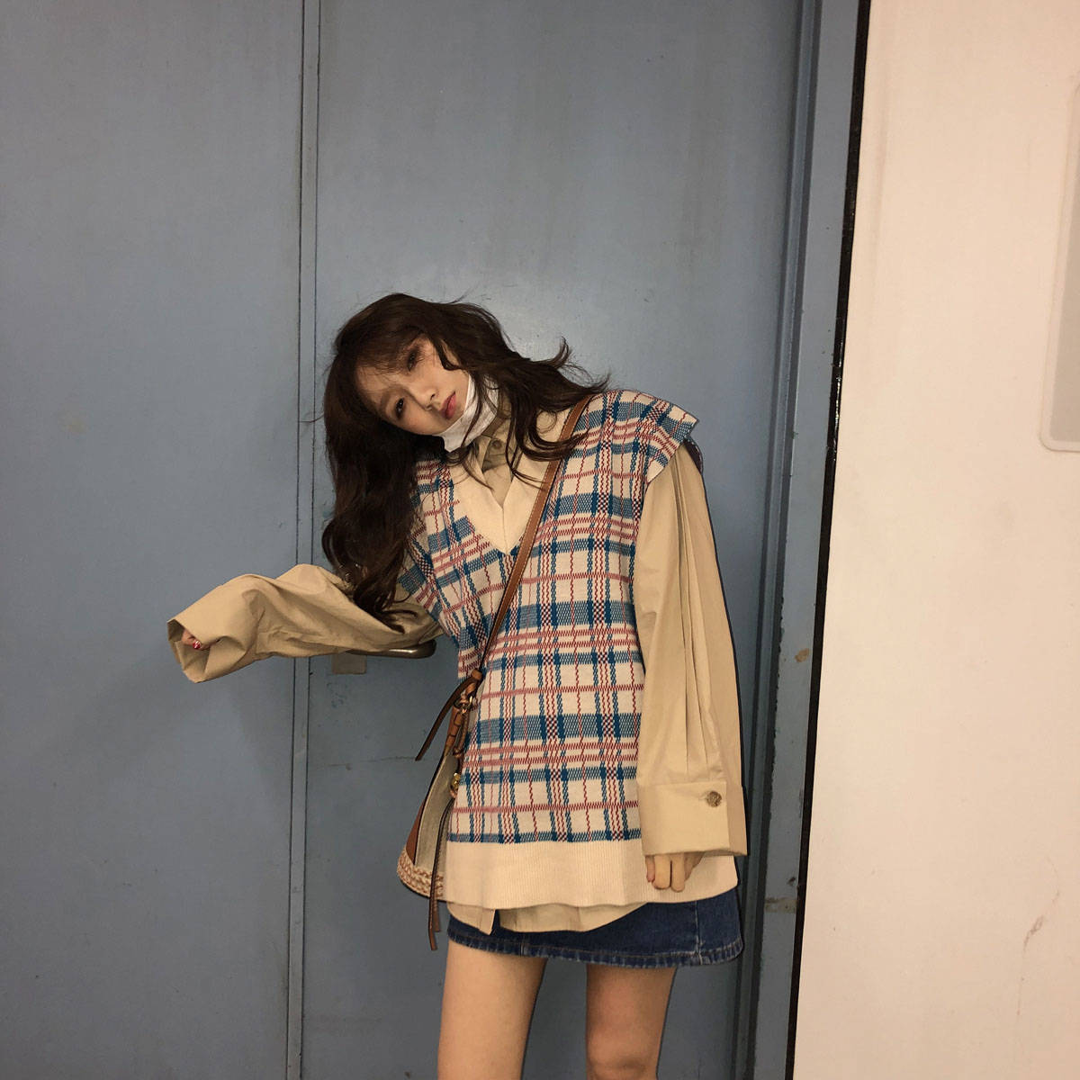 New Korean V-neck Plaid women's Vest | BigBuy360 - bigbuy360.vn