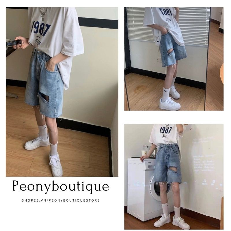 Short Bò Lửng Dáng Suông Rách Gối Tua Rua Nữ 🌺 Quần đùi jean ống rộng thiết kế hot trend style korea SIÊU HOT 🌺