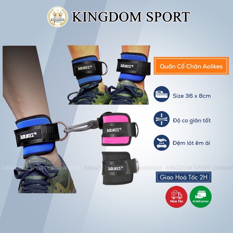 Quấn Cổ Chân Hỗ Trợ Đá Tạ, Tập Mông AOLIKES (Đôi) KINGDOM SPORT Đen/ Xanh/ Hồng